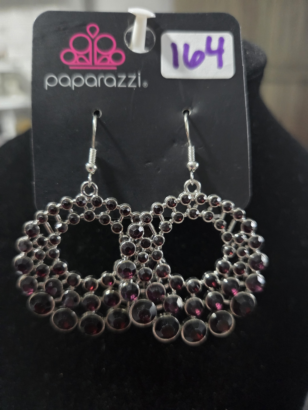 Paparazzi Women’s Purple Gem Circle Drop Earrings